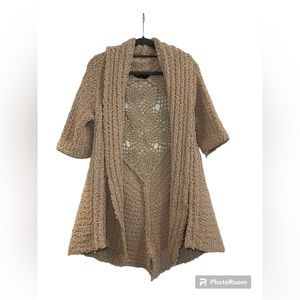 BCBGMaxAzria Women’s Chunky Open Knit Short Sleeve Cardigan - Size Medium